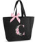 Vavabox Sac fourre-tout personnalisé avec initiale A-Z, cadeaux imperméables pour femmes, demoiselles d'honneur, maman, enseignants, amis, 46CM x 17CM x 30CM (C, Black)