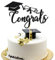 Arthsdite Tortenaufsatz mit Aufschrift Congrats Grade, Kuchendekoration 2025, High School/College/Senior Graduierung, Party-Dekoration, schwarzer Glitzer, 1 Stück