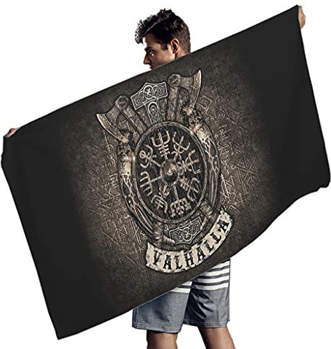 Zbbfwu Wikinger Valhalla Weiches Leichtes Strandtuch-großes Badetuch,Perfekt für Strand Schwimmen Wikinger-2 150x75cm