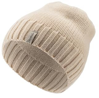 Sterntaler Strickmütze Lambswool - Unisex Beanie mit Abschlußbund in modischem Rippenstrick - Kinder Mütze aus weicher Lammwolle - Wintermütze - Ecru, 51