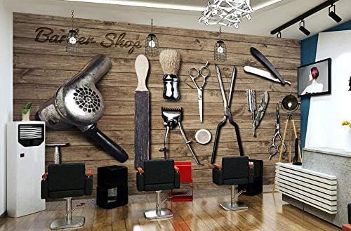 Tapete 3D Wandbild Nostalgische Retro Holzplatte Friseur Friseur Friseur Aufkleber Büro Heimdekoration Wandbil 3D Tapete Vlies Effekt Tv Die Fototapete Wandbild Wohnzimmer Schlafzimmer-430cm×300cm