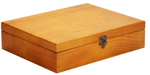 Coffret de rangement en bois - Coffret à bijoux avec couvercle à charnière - Coffret de rangement décoratif en bois avec doublure en velours bleu et loquet antique - Coffret à bijoux pour homme