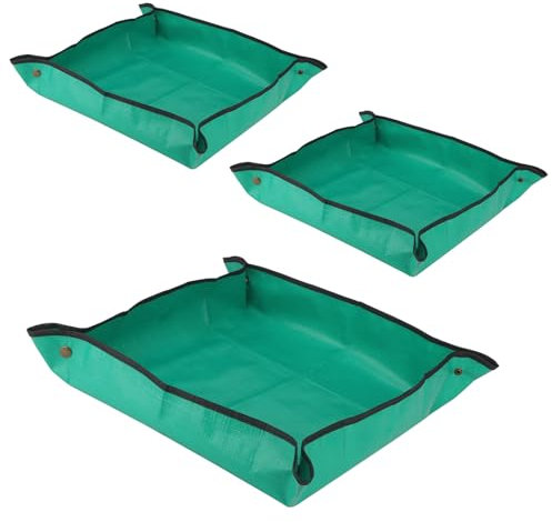 CHUENKUK 3 Stücke Pflanzmatte, 50 x 50 cm Faltbar Pflanzmatte, wasserdichte Gartenmatte, Pflanzunterlage Pflanzen, Umtopfmatte für Umtopf, Sukkulenten, Sämling, 50 x 50 cm, Grün