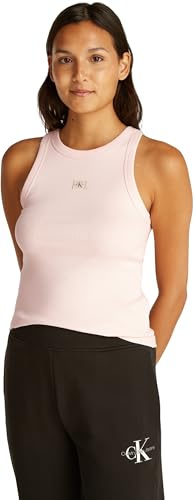 Calvin Klein Damen Tank Top Woven Label Rib Slim Fit, Rosa (Silver Peony), M