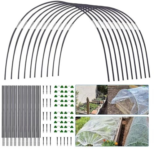 30 Pflanztunnelbögen:Ideal für Hochbeete, Frühbeete und Gewächshäuser. Schützt Gemüse und Pflanzen mit Fiberglasstangen und Hochbeetfolie. Einfache Montage für Tunnel und Pflanzenschutznetze.