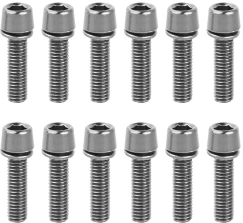 12 Pezzi Viti Manubrio Bici, M5x18 mm Bici Stelo Bulloni con Rondella, Viti Fisse per Stelo Bici, Bulloni per Manubrio Della Bicicletta, Vite da Bicicletta per Mountain Bike (Argento)
