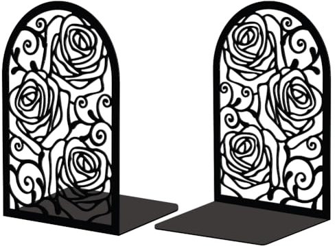 Peacoblue Lot de 2 Serre-Livres en métal, Serre Livre Rose,avec Autocollants antidérapants pour Chambre à Coucher, bibliothèque, Bureau, école et Bureau(1 Paires)