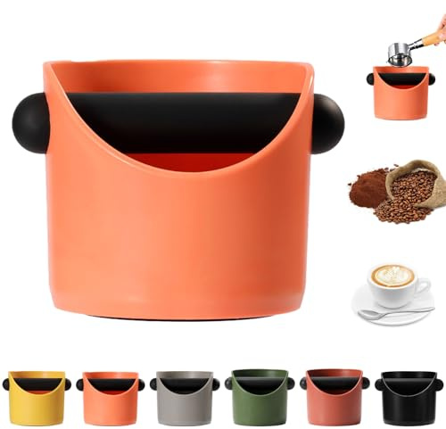MORAINJAY Caja para Golpear Café Pequeña Naranja,Knock Box Compacto para Posos de Café, con Barra Desmontable Antichoque y Base Antideslizante,Accesorio Barista para Espresso