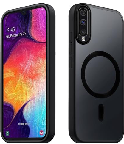 Tawarror Magnetische für Samsung Galaxy A50 Hülle, Matt Transluzente Handyhülle für Samsung A50/ A50S/ A30S PC Rückseite Kratzfest TPU Fallschutz Stoßfest Anti-Fingerabdruck Matte Schutzhülle, Schwarz