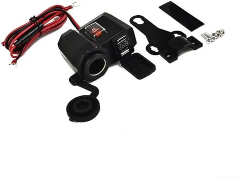 YUANGANG Motorcycle Charger Waterproof Dustproof Motorbike USB Adapter Motorcycle Socket Outlet USB Charger With LED Voltmeter And Switch Motorcycle Socket USB Quick Charger Kit