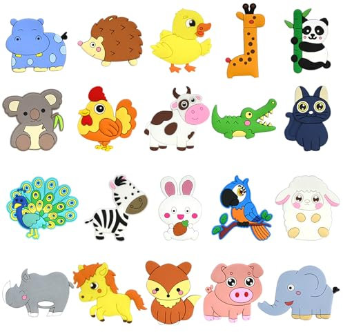 Kühlschrankmagnete Kinder, 20 Stück Magnete Kinder Tiere für Magnettafel, Kühlschrank Kleinkind Magnete, Schöne Zoo kühlschrank Magneten, Dekorative Kindermagnete Tiere Spielzeug der Erziehung