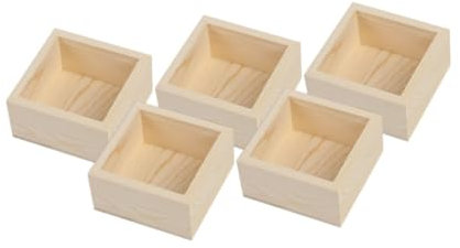 HEMOTON Cajas De 5 Piezas Planta En Maceta Pequeñas Macetas Jardinera De Cesta Macetas De Interior para Plantas Bote De Cactus Plantador De Vacaciones Macetas Cuadradas Madera Khaki