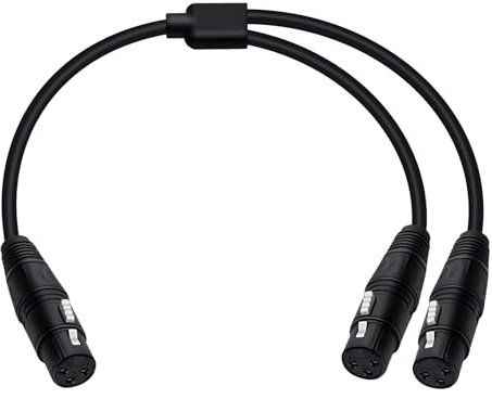 HuaLiSiJi Câble Séparateur XLR Femelle vers Double Femelle Câble Microphone XLR 3 Broches pour Microphone, Console, Amplificateur, Haut Parleur (3 Femelle, 0.5 m)