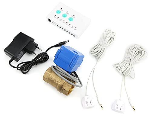 Hörer -Wasser -Leck Detektoralarm mit DN25 Absperrventil für Logistiklager (EU-Stecker)