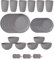 Juego de Vajilla de Plástico Cuencos Platos y Vasos Irrompibles Cubiertos Reutilizables Apto Para Microondas y Lavavajillas Ideal Para Picnics Viajes y Fiestas Navideñas (Gris claro, Juego de 24)