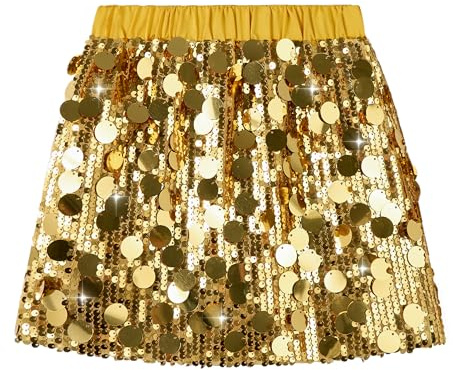 Miipat Mädchen Pailletten Rock Kinder Glitzer Mini Röcke Elastische Taille mit Lining Mode Mädchen Skorts Rock für Tanz Geburtstag Prinzessin Party Festlich
