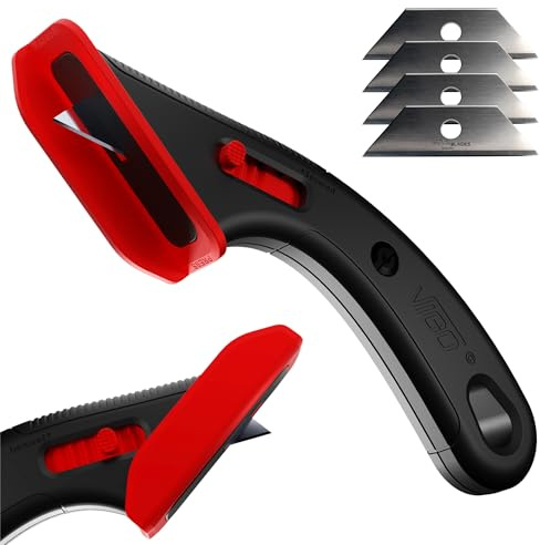 2 in 1 VIGO Kartonmesser, Kartonschneider und Paketöffner, zum sicheren Öffnen von Paketen und Kartons, zum Zerkleinern von Kartons, beidhändig nutzbar für Haushalt, Versand und Lager