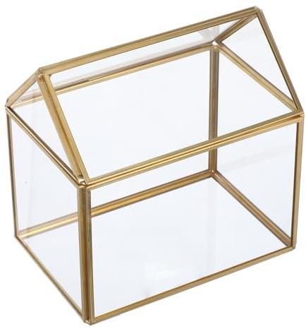 Milisten Glas Terrarium Geometrisches Pflanzenhaus Transparentes Glasgewächshaus mit Deckel Hausförmiges Pflanzgefäß für Drinnen Dekoratives Sukkulenten Terrarium für Zimmerpflanzen