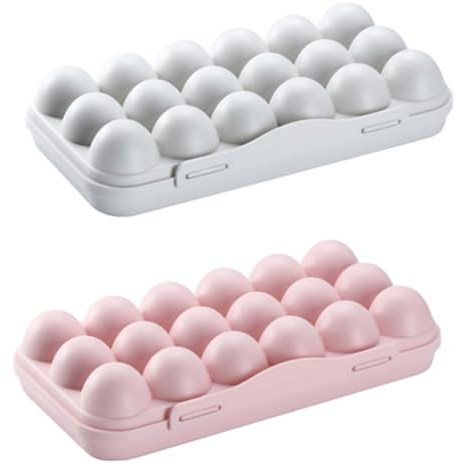 GAROZATION Boîte à Œufs de Stockage 2pcs 18 Compartiments en Plastique Pp, Écologique et Résistante, Cuisine Réfrigérateur Réutilisable
