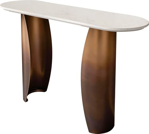 DELIFE Konsolentisch Solena Marmor Weiß 135x40 cm Metall Gold Ombre
