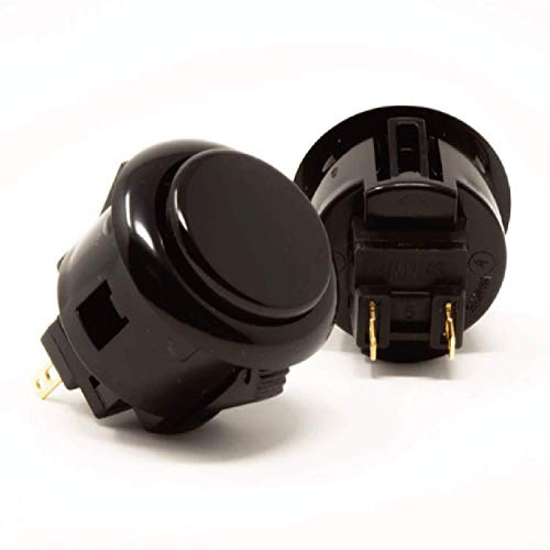 Sanwa 2 piezas OBSF-24 original botón 24mm - para Arcade Jamma Videojuegos y Arcade Joystick Juegos Consola (negro) S@NWA