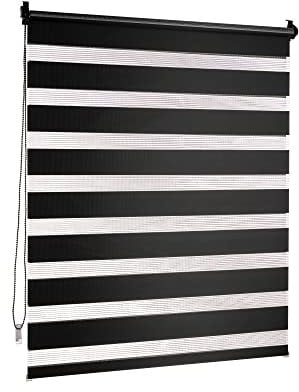 Victoria M. Doppelrollo Klemmfix ohne Bohren, 75 x 150 cm (BxH) Schwarz, Rollo Fensterrollo lichtdurchlässig & verdunkelnd,Duo-Rollo Klemmmontage Zebrarollo für Fenster & Türen