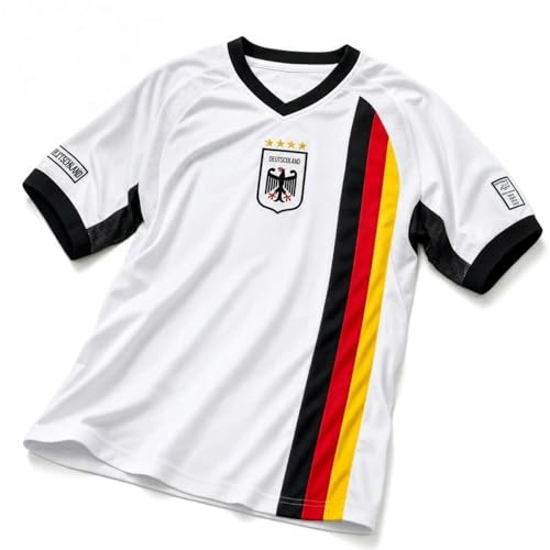 MC-TREND Germany Deutschland Trikot weiß mit Mesh-Einsätzen, Unisex (XL)