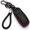 KASER Housse Étui en Cuir pour Clé Coque Ford Mondeo Ka Fiesta Focus Galaxy Mustang Kuga 3 Bouton Cover Porte-Clés de Protectionpour Télécommande Voiture (Seulement Keyless GO)