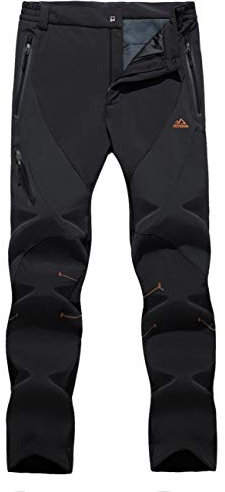 EKLENTSON Mens Trousers Winter Warm Fleece Lined Waterproof Hiking Climbing Mountain Trousers Black