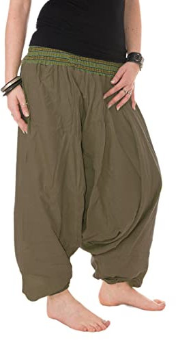 Vishes - Haremshose mit gestreiftem oder farbigem Bund - Unisex - Alternative Bekleidung für Damen und Herren