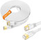 Ethernet Cable 5m High Speed, Cat 7 Flat Internet Cable 5m Shielded White Network Cable FTP, RJ45 Cable 5 meter LAN Cable 10Gbps 600MHz, Weatherproof Gigabit Patch Cable for Router Modem PC (5 Clips)