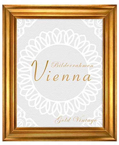 BIRAPA Bilderrahmen gold Vienna Rahmen 50x60 cm - Bilderrahmen vintage in Gold Vintage, Bilderrahmen Holz mit Zierleiste innen und außen, Fotorahmen, Holzrahmen