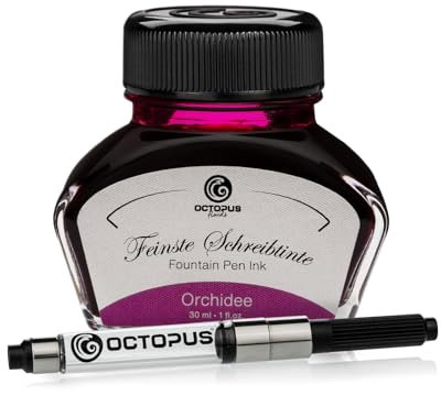 Octopus Fluids Orchidee Writing Ink with Converter, Fountain Pen Ink, Pink 30ml