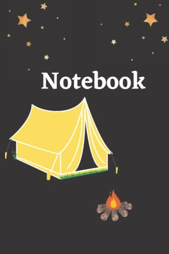 Notebook with camping theme: Notebook with a tent and campfire