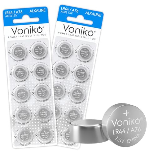 Voniko AG13 LR44 Batteries 20 Pack—[Ultra Power] Premium Alkaline 1.5 Volt LR44 Button Cell Battery for Toys & Electronic Devices