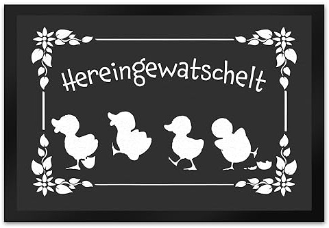speecheese Hereingewatschelt Fußmatte XL in 40x60 cm mit niedlichen Entchen für den Eingang als Frühlings- und Oster Dekoration oder um deinen Besuch zum Eintreten zu Bitten