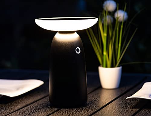 ChiliTec Solar Tischleuchte Solarlampe IP44 Tischlampe mit Akku Solarzelle 22,5cm Dimmbar aufladbar USB C Dämmerungssensor Licht Warmweiß