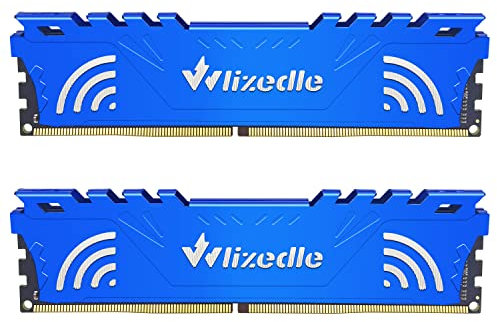 Wlizedle DDR4 3200MHz Memoria RAM 32GB Kit (2x16GB) CL22 U-DIMM Modulo di Memoria PC4-25600 288-Pin 1.2V 1Rx8 per Desktop/Computer, Blu