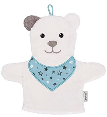 Sterntaler Baby Unisex Waschhandschuh Baby GOTS Spiel- und Waschhandschuh Eisbär - Waschlappen Kinder, Babywaschlappen - beige