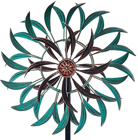VEWOGARDEN 360 ° Windspiel für den Außenbereich, Windskulptur, Spinner mit Metallpfahl, Hofkunst-Dekor für Terrasse, Rasen und Garten, 63 x 13 cm