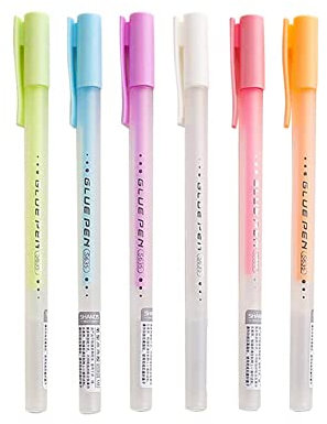 URFEDA Scrapbook Quick Dry Glue Pen, 6Pcs Schnelltrocknender Klebestift für Sammelalbum, Flüssiger Klebestift, Feiner Flüssiger Klebestift Schnell Trocknender Klebestift Süßigkeitsfarbe