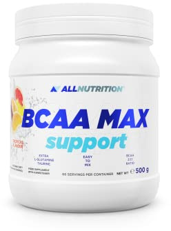 ALLNUTRITION BCAA Max Support - Branched Amino Acids Instant Powder - BCAA Food Supplement with L-Glutamine & Taurine - Supports Post Workout Recovery - 500g Tropical