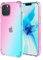 EASSGU Custodia per iPhone 11 Pro Max (6.5 Inches), Cover Silicone TPU Colore Sfumato Trasparente, Custodia per Telefono Antiurto e Antigraffio - Rosa Verde