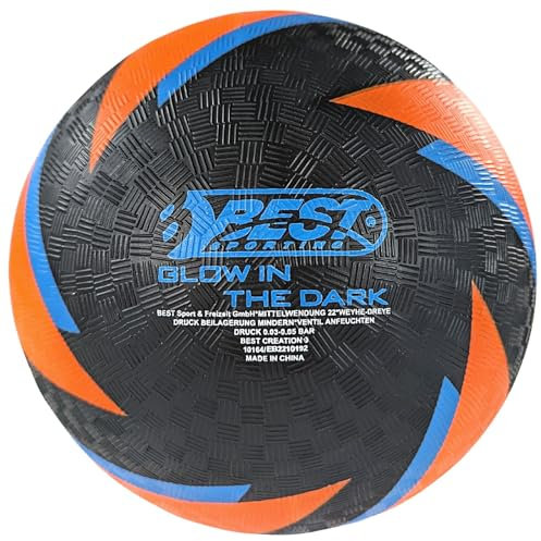 Best Sporting Barfuß Fußball Glow in The Dark I Leichter Ball Größe 5 I Sportball I Leuchtender Kickball I Kinder Spielball aus PVC (Grün/Blau) (Orange/Blau)