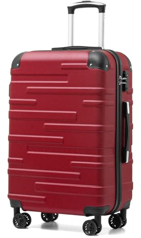 COOLIFE Hard Shell Suitcase with TSA Lock and 4 Spinner Wheels Lightweight Durable (Spinel red, M(67cm 60L))