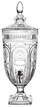 Vnook Distributeur de Boissons en Verre Cristal, avec Bouteille en Verre de Robinet d'eau, jus de Fruits de Grande capacité Peut réservoir de jus de Pot d'eau Froide Transparent