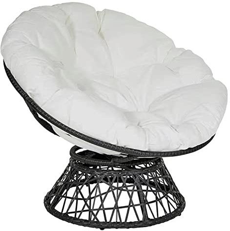 Awoyep Papasansessel Kissen, Radar Stuhl Pad, Drehsessel Stuhl Eiförmige Sitzkissen, Stuhlkissen für Terrasse Rasen Hängesessel, Gartensessel, Drehsessel, Korbsessel, Balkonstuhl (Color : White, Siz