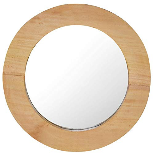 Homgoday Wandspiegel 40cm Teak Rund 880