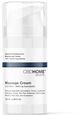 CBD HOME Sports - Crema da Massaggio con 3.500 mg di CBD + CBG - Effetto Freddo - Con Cannabidiolo, Arnica, Iperico, Artiglio del Diavolo – Muscoli, Ginocchia, Lombari, Cervicale, Schiena - 100ml