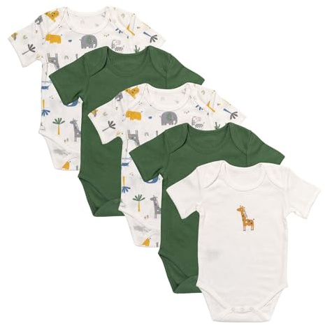 schlummersack Kurzarm Baby Body Set aus 100% Bio Baumwolle | 5 Stück Body Baby - Sommer Babybody Kurzarm Bio Baumwolle | Baby Bodys in verschiedenen Größen und Designs